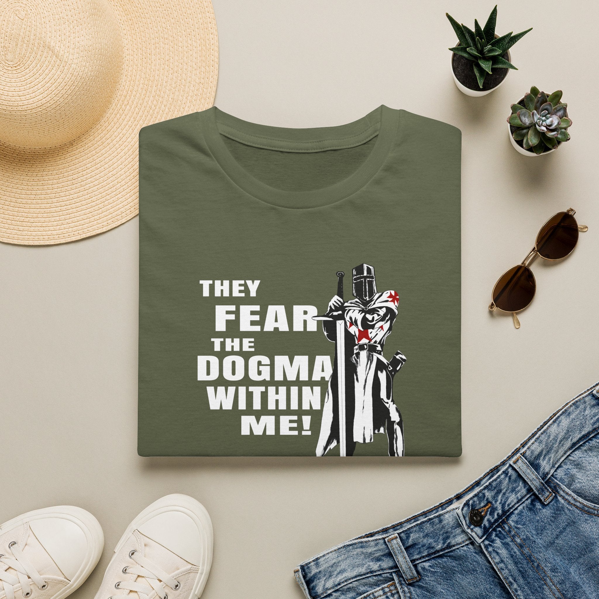 They Fear The Dogma Within Me T-Shirt — Crusader Knight Graphic Tee